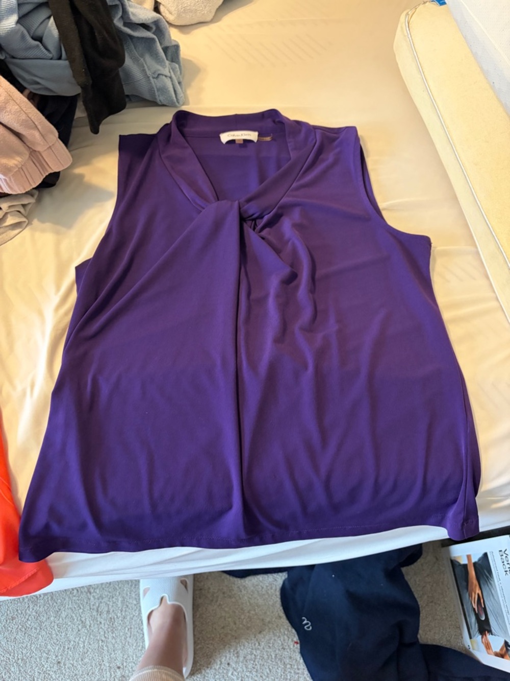 Calvin Klein Deep Purple Sleeveless Twist-Neck Camisole